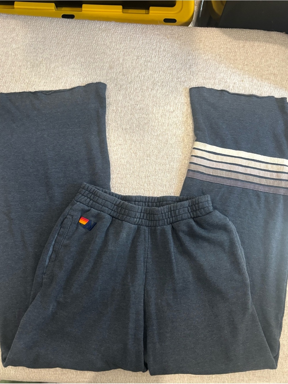 Aviator Nation Charcoal Joggers with Striped Leg and Rainbow Tab